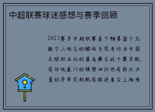 中超联赛球迷感想与赛季回顾